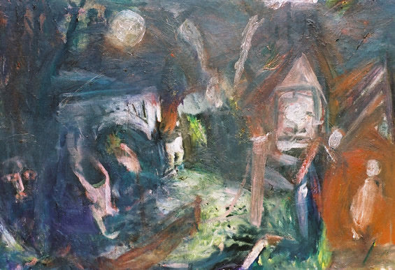 A usual village common underneath the moon